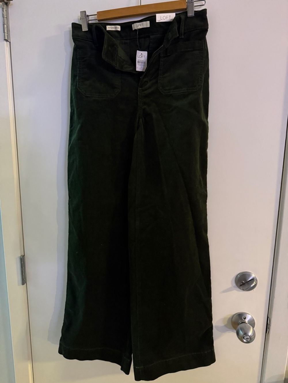 LOFT Forest Green Wide-Leg Corduroy Pants
